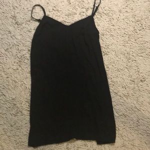 Black slip dress, thin straps